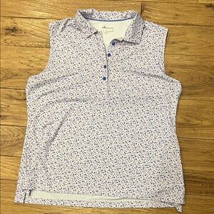 Peter Millar Blue and White Patterned Sleeveless Blouse